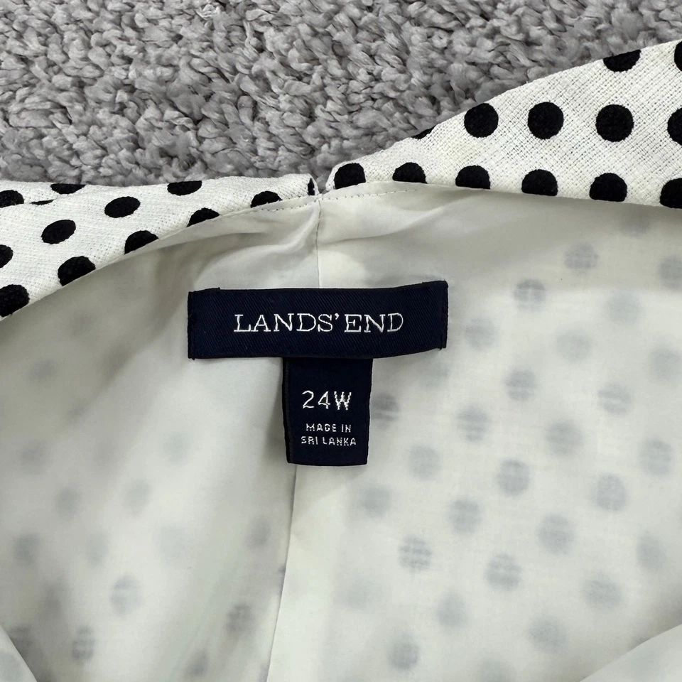 Vestido Lands End Para Mujer 24W Lunares Clásico Elastizado Maduro Evento Algodón Foto 2 de 4
