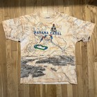 Camiseta Tie Dye Marrón Mapa del Canal de Panamá AOP XL De Colección
