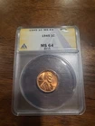 1945 P Lincoln Wheat Cent/Penny Mint State Red MS64 ANACS
