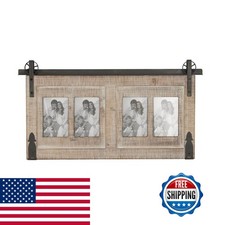 Deco 79 Wood 4 Slot Wall Photo Frame 26" x 14" Brown Small