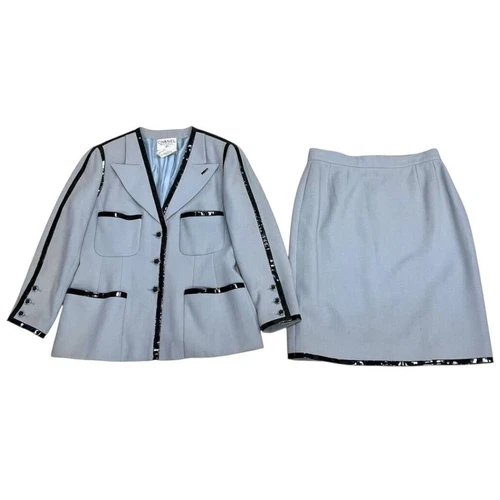 Tuta Chanel Vintage Camelia Bottoni Piping Design Lana Giacca Gonna Donna Fa