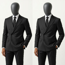 Black Men's Suit Offical Business 2Pcs Workwear Formal Jacket Tuxedo Pants