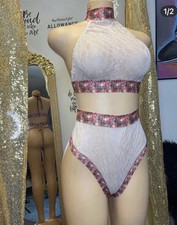 2 Piece Nude And Multi High Waist Set