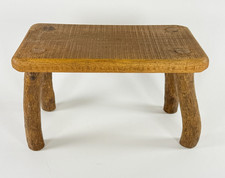 Rustic Handcrafted Wooden Stool W/ Natural Wood Grain & Unique Curved Legs 13x7.