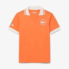 Lacoste Miami Open 2026 Orange Polo Shirt Short Sleeve Logo Embroidered