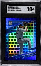 2021 Panini Donruss Optic #130 Clayton Kershaw SGC 10 Blue Pandora Prizm /99