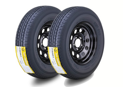 #ad 2 Free Country Trailer Tire Rim ST185 80R13 8 Ply D 99N 5 Lug x 4.5quot; Black Mod $254.11