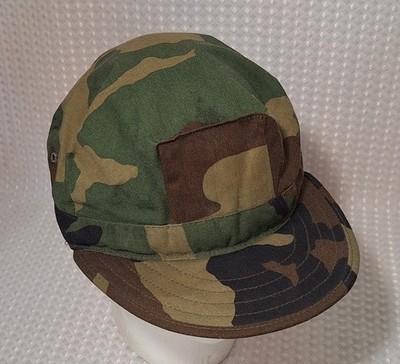 USMC Military Army Utility Combat Cap Hat Size XL Woodland Forest Camo USA