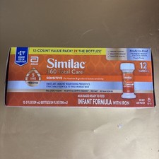 Similac 360 Total Care Sensitive Ready to Feed Baby Formula 2 oz Bottles x 12 Ct