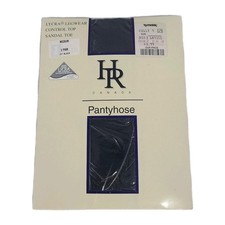 Vintage NOS HR Canada Stockings Control Top Pantyhose 2 Pair Jet Black Medium