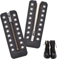 PH PandaHall Leather Lace-in Boot Zipper Inserts, 2.1 6.2, Black-smooth