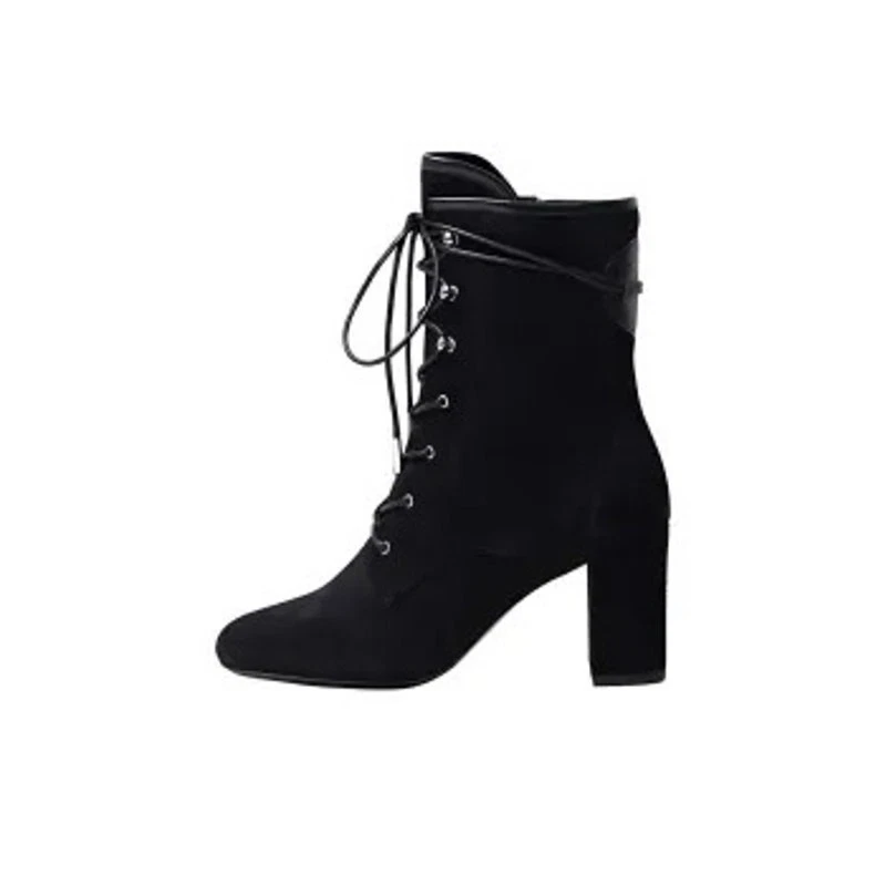 BOTTE À LACETS LONGCHAMP NOIR TALON BLOC CUIR taille FR 40 / US 9
