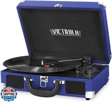 Victrola Journey Bluetooth Portable Suitcase Record Player – with Built-in Sp