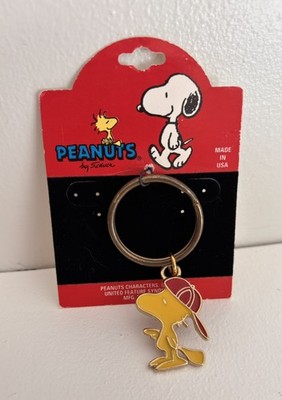 Vintage 1965 Peanuts Enamel Woodstock Key Ring Pendant