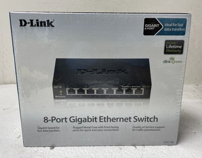 D-Link DGS-108  8-Port Gigabit Ethernet Switch Brand New-Sealed