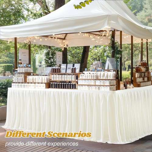 6Ft Rectangle Table Skirt Wrinkle Resistant Polyester Table Skirt for Party - Picture 9 of 9