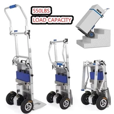 Electric Stair Climbing Hand Truck 500W Cart Dolly 550lb Load Inflatable Wheels