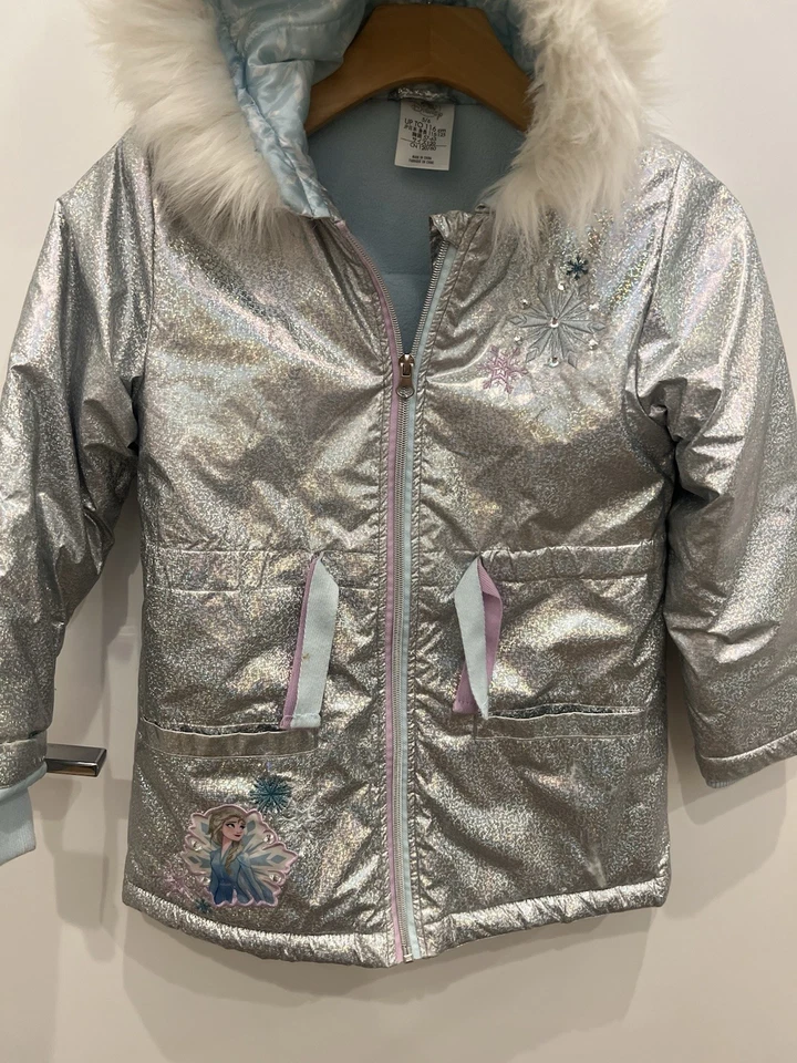 Disney замороженная Эльза с капюшоном пальто размер 5/6 серебро - Изображение 4 из 4