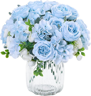 4 Packs Peonies Artificial Flowers, Blue Artificial Peonies, Silk Peonies Flower