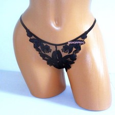 VICTORIA'S SECRET Luxe Lingerie Embroidered Brazilian Panty M L XL Black 39