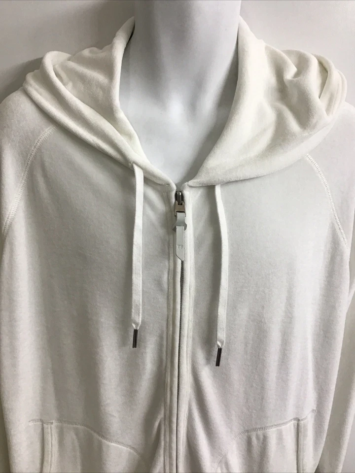 Sudadera con Capucha Tom Ford Cremallera Blanca Mezcla Viscosa Manga Larga Bolsillos Talla 56/XXL G2U Foto 2 de 4