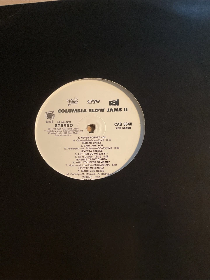 COLUMBIA SLOW JAMS II Lp RECORD SAMPLER MARIAH CAREY 1993 SONY CAS5640 DJ PROMO - Image 3 of 3