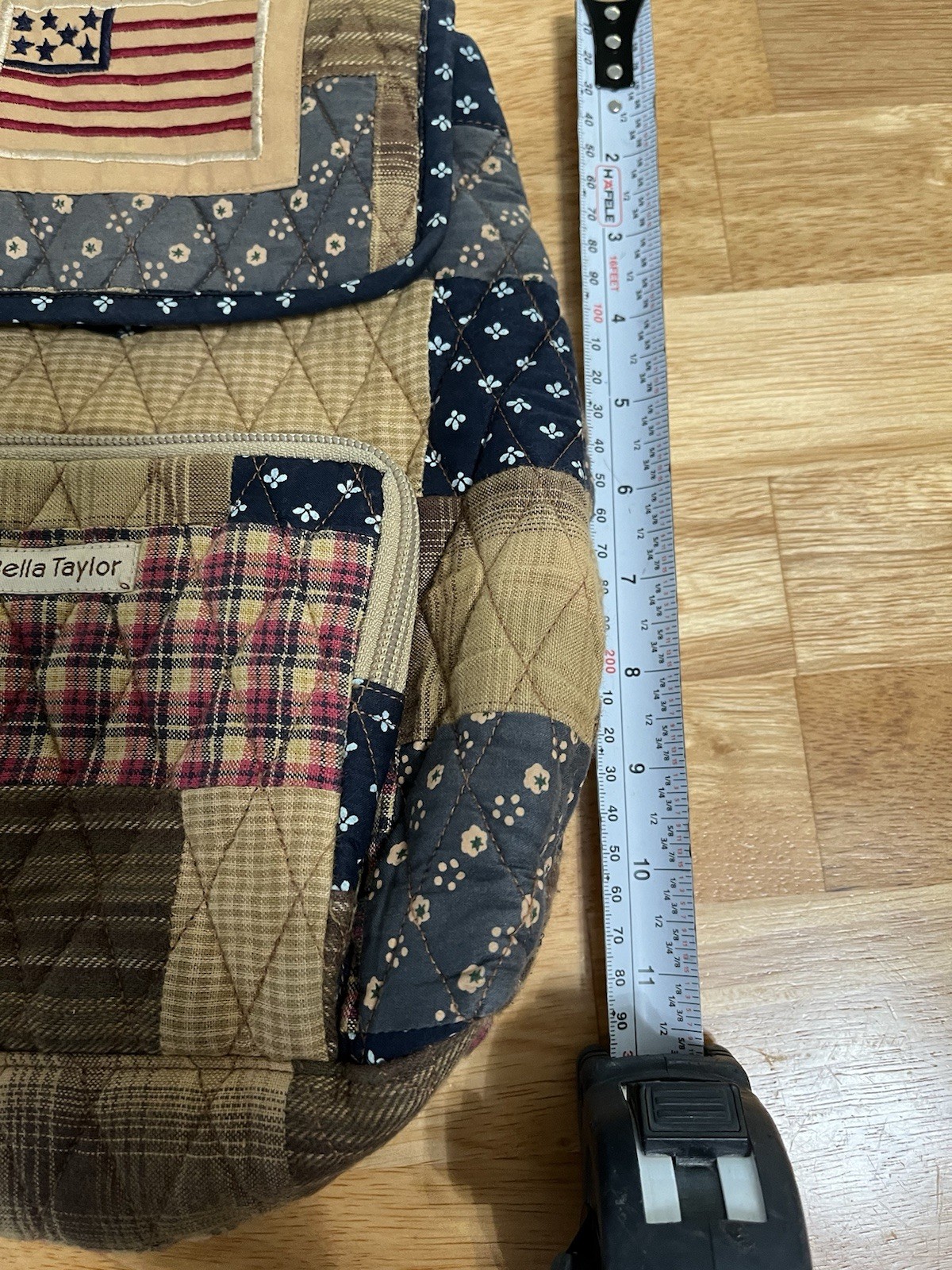 Bella Taylor Quilted Patchwork Flag Backpack 100%… - image 10