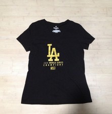 Fanatics Women's Tee Black LA Dodgers 2020 World Series V-Neck T-Shirt Size M