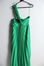 Mango Womens Satin Pleated Assymetric Strap Occasion Dress - Size L Large (j48)