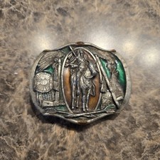 1984 AMERICAN NATIVE INDIAN THEME BELT BUCKLE HEAVY