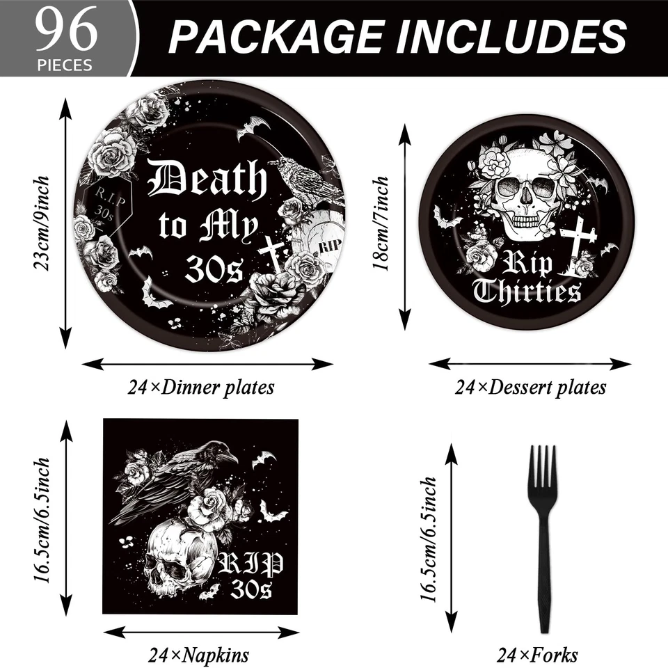 Juego de servilletas platos fiesta cumpleaños 40 para 24 invitados muerte a mis treinta años Foto 2 de 4