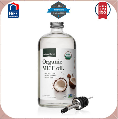 Natural Force Organic MCT Oil   Pure Glass Bottle   Made from 100% Cold Pressed