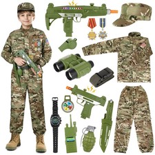 Military Army Costume for Boys - 15PCS Halloween Dress Up Outfit, Kids Costume