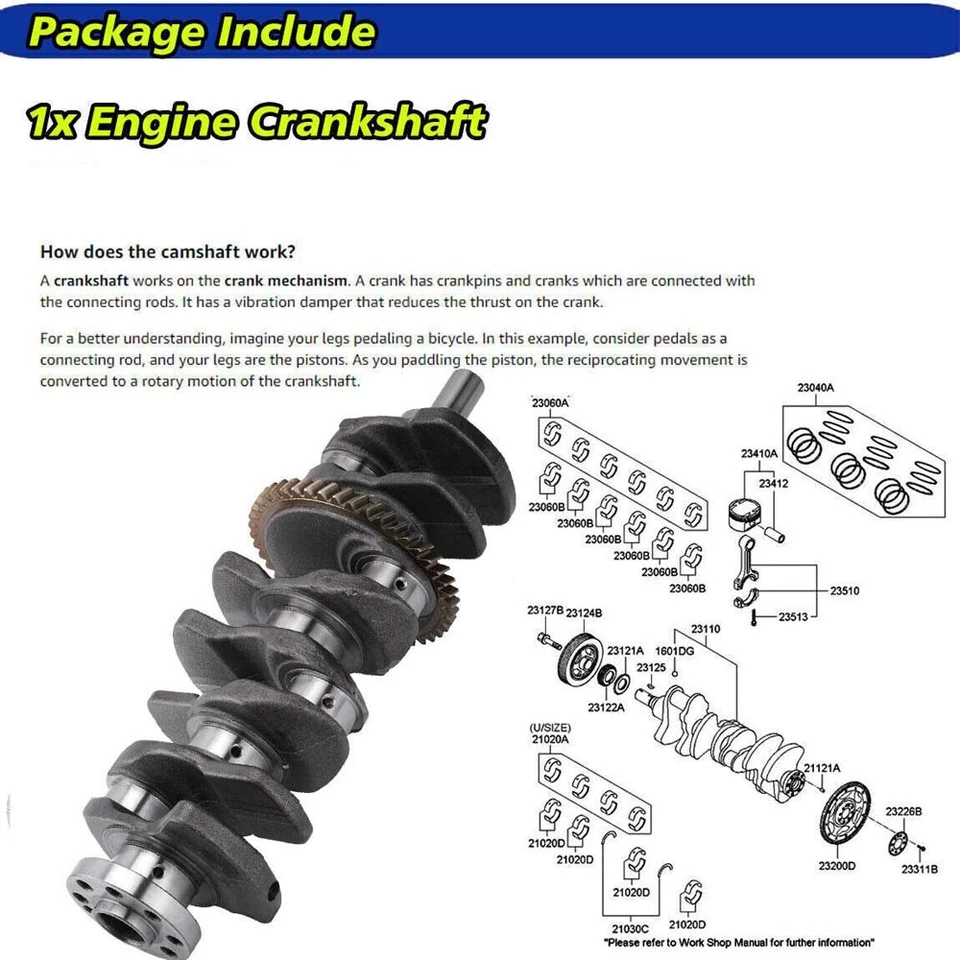 Juego de anillos de cigüeñal y pistón del motor 2AZ-FE para Toyota Camry Scion tC xB 2,4 L L4 Foto 2 de 4