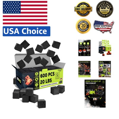 XXXL Pack 600 Natural Coconut Charcoal Coals - Perfect for Hookah & BBQ Grilling