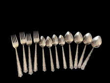 14 Pcs Lot Oneida Deluxe CHERIE Stainless Glossy Floral Lace Forks & Spoons