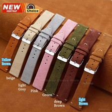 18 19 20 21 22 MM Soft Suede Leather Vintage Strap Watch Band Quick Release