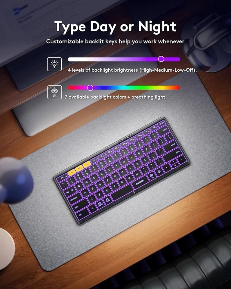 Samsers Full-Size Foldable Bluetooth Keyboard, KF08X Wireless Backlight - Image 2 of 4