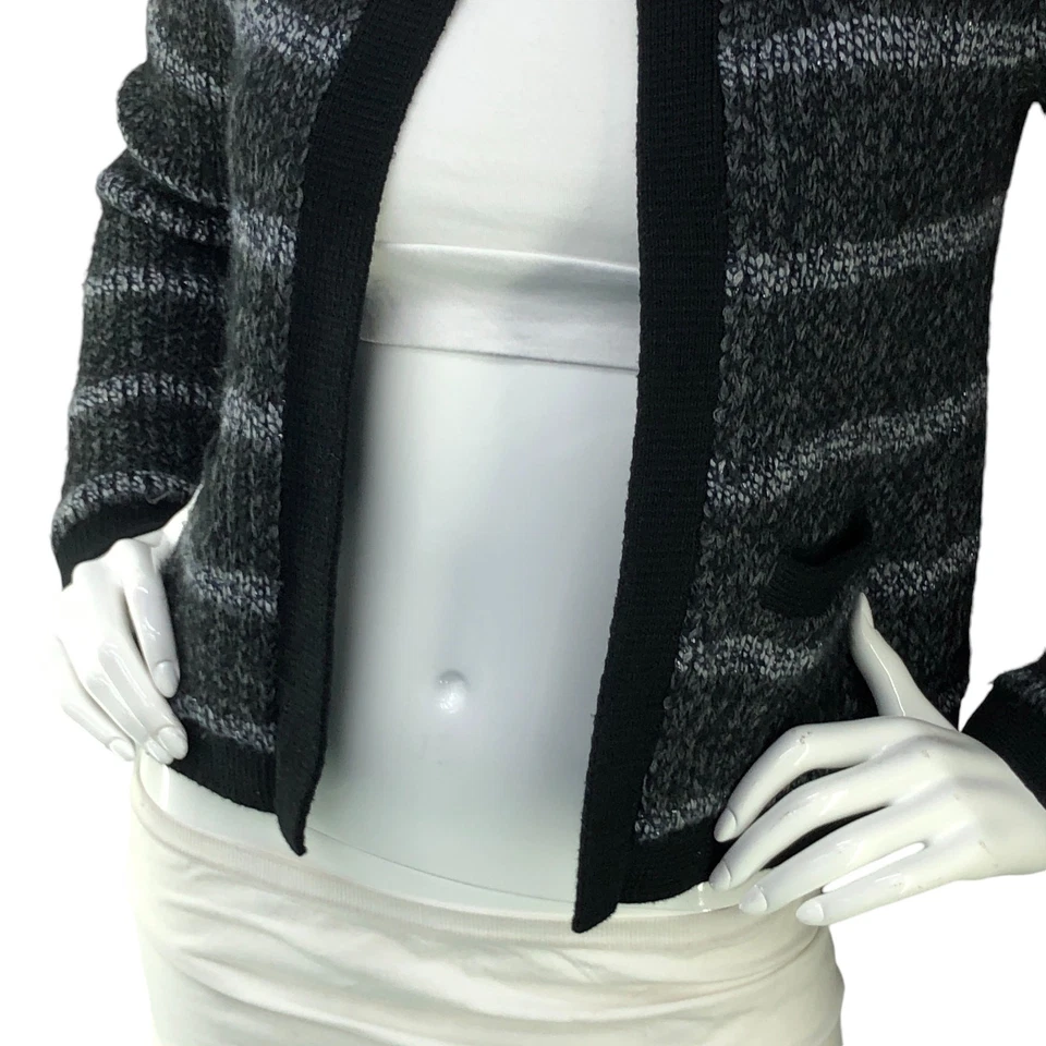 Banana Republic Womens Size XS Colarless Sweater Jacket Cardigan Striped Grey - Image 3 of 4