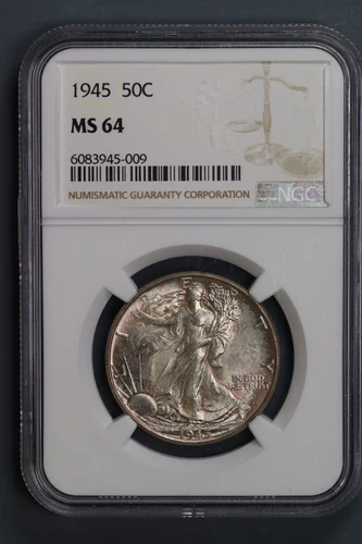 1945 50C WALKING LIBERTY Silver Half Dollar NGC MS64 Early US Type SLAB-107