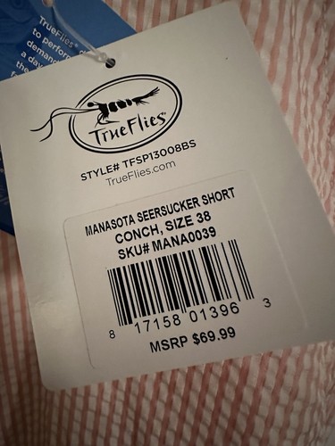 New True Flies Manasota Seersucker Men's Size 38 Conch Pink SPF 30 - Picture 5 of 13