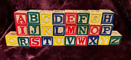 Vintage DISNEY Toy Story Holz Alphabet BLÖCKE Kinderspielzeug