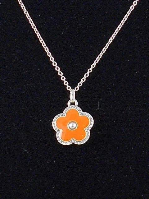 Брайтон серебро покрытием ослепительная любовь оранжевый эмаль кристалл цветок ожерелье $68 - Изображение 2 из 3