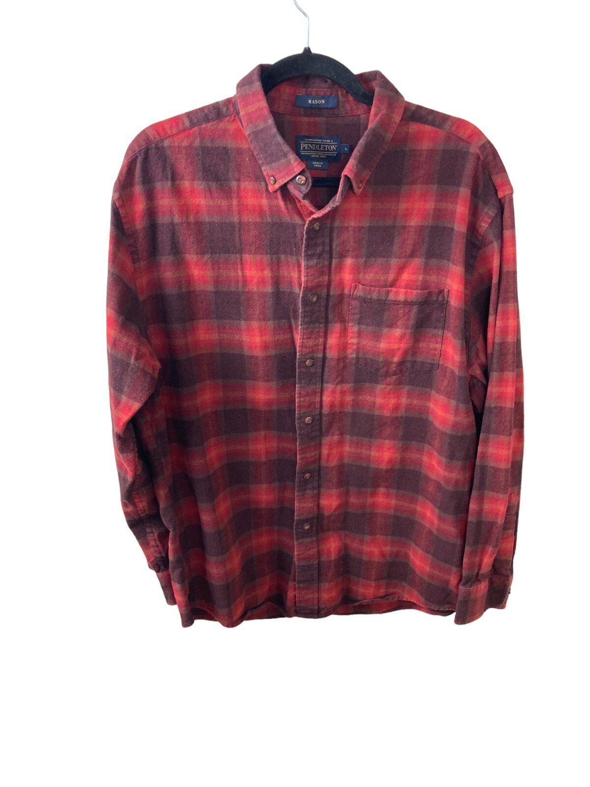 Pendleton Red Plaid Flannel Mason Button Front Sh… - image 1
