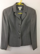 Ann Taylor Ladies Blazer Gray Sz 2 Wool Acetate Lining 3 Button Closure