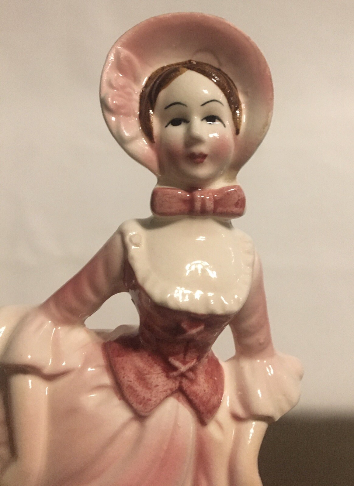 Vintage Victorian Lady Figurine Pink Dress Yellow Bag 6 1/8” Tall eBay