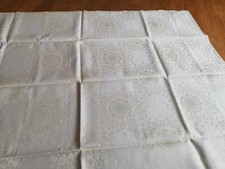 Baumwolle Tischdecke Tafeltuch 135 x115 cm gelblich mit stilisierten Blumendekor