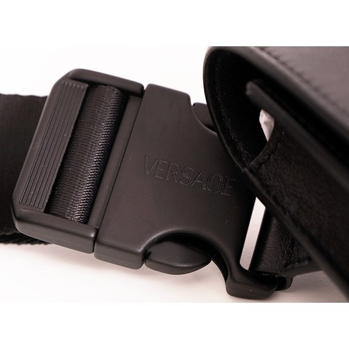 NEW $995 VERSACE Men's Black Leather GOLD MEDUSA BIGGIE LOGO Belt/Sling BAG NWT - Picture 17 of 21