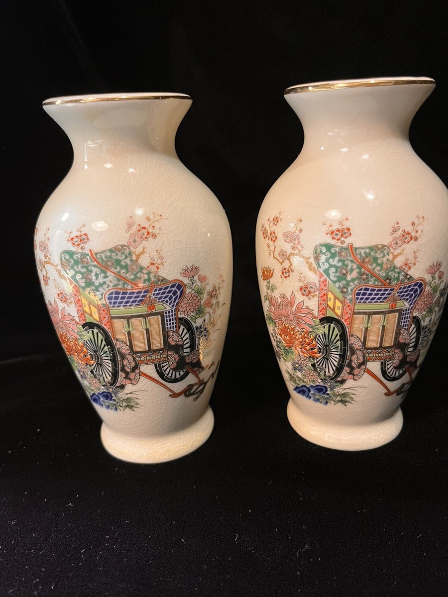 Vintage Japan Imperial Carriage Crackle Vases | eBay