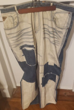Akademiks Vintage Handcrafted Denim Jeans  Distressed White Patchwork  Mens 44